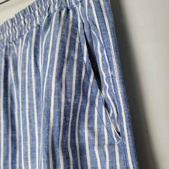 Beach Lunch Lounge Striped Linen Cotton Pants Tie Waist Coastal Cottagecore L - Picture 3 of 12